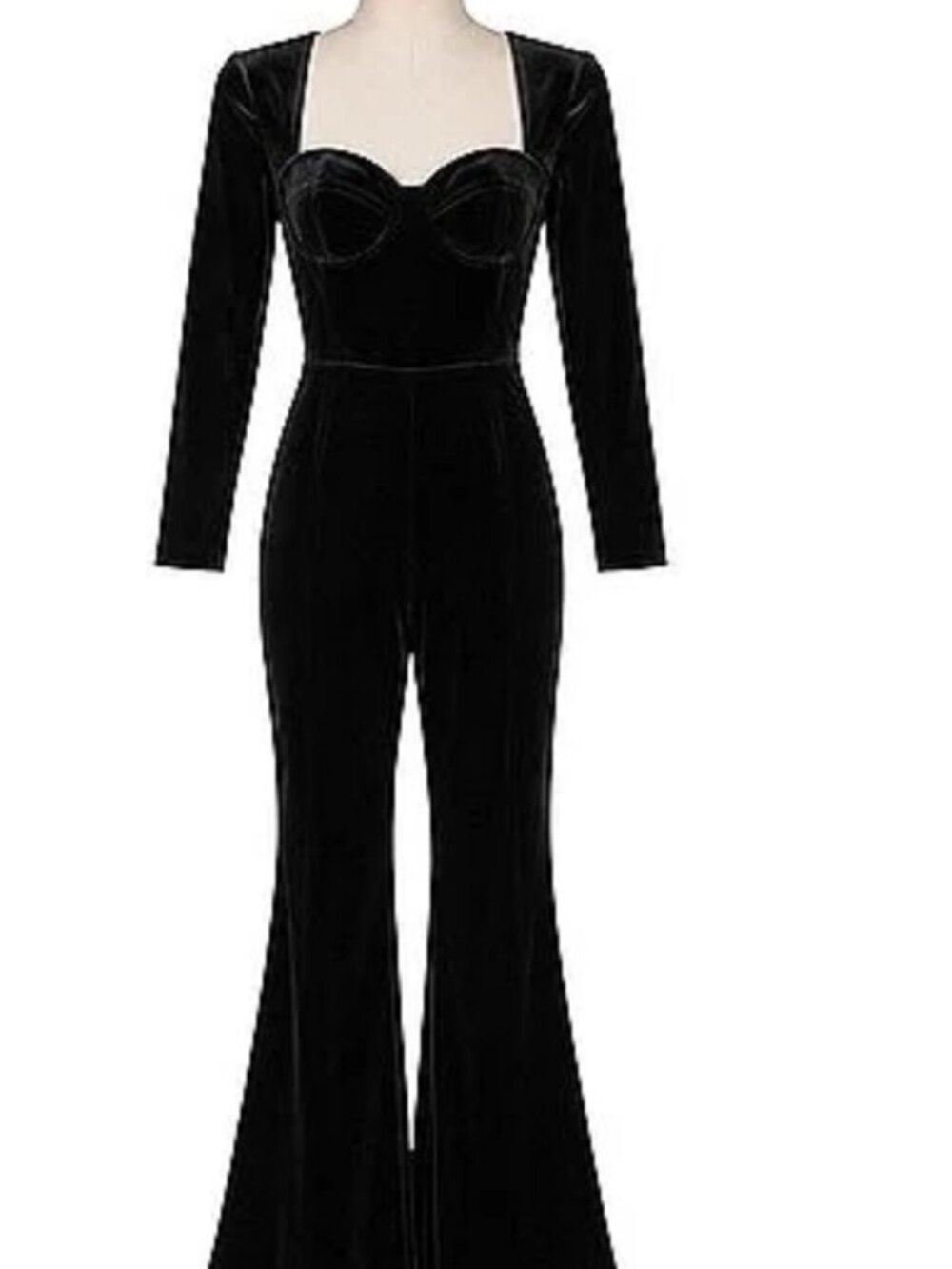 NWT Nadine Merabi Black Natalia corseted velvet jumpsuit, sz XS
